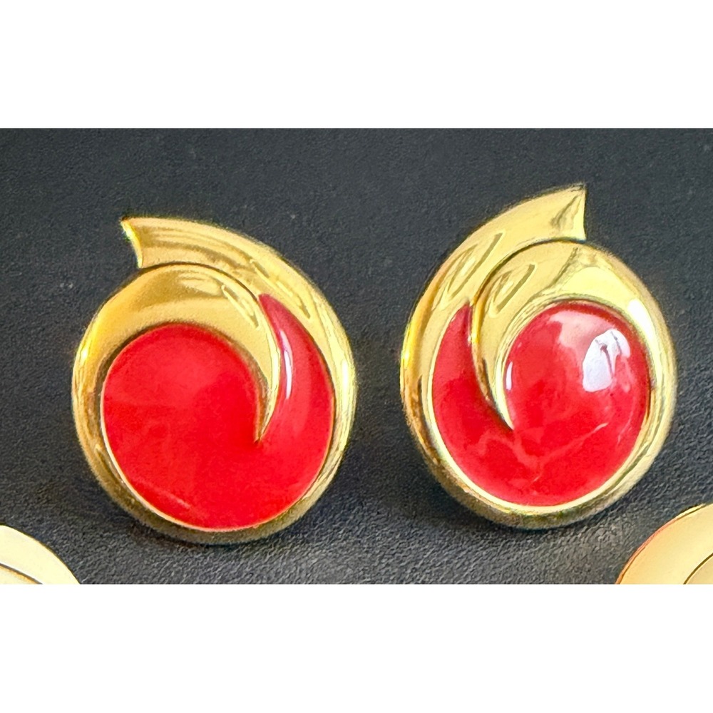 Vintage Glam Earrings Lot Red Cream Black Gold 80s 90s Napier Monet 4 Pair - Picture 2 of 14